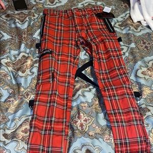 Street style/trendy/edgy plaid red pants
